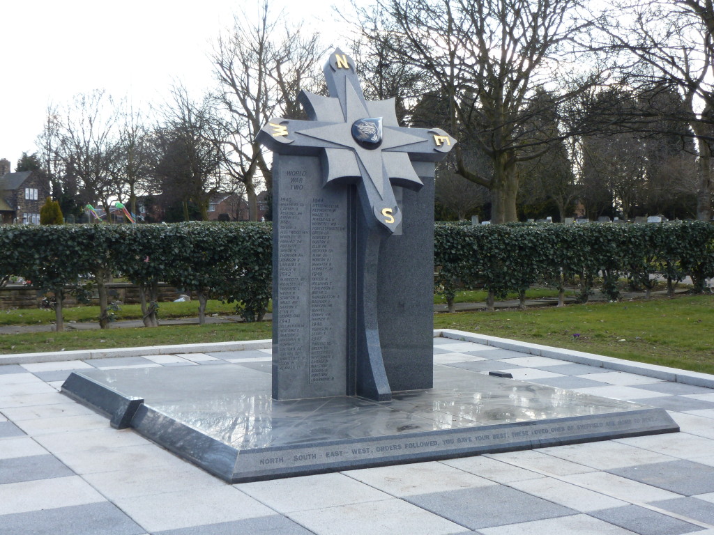 War Memorial at Sheffield Shiregreen CemeteryDesigned and installed by Hanson MemorialIn Sea Grey Granite